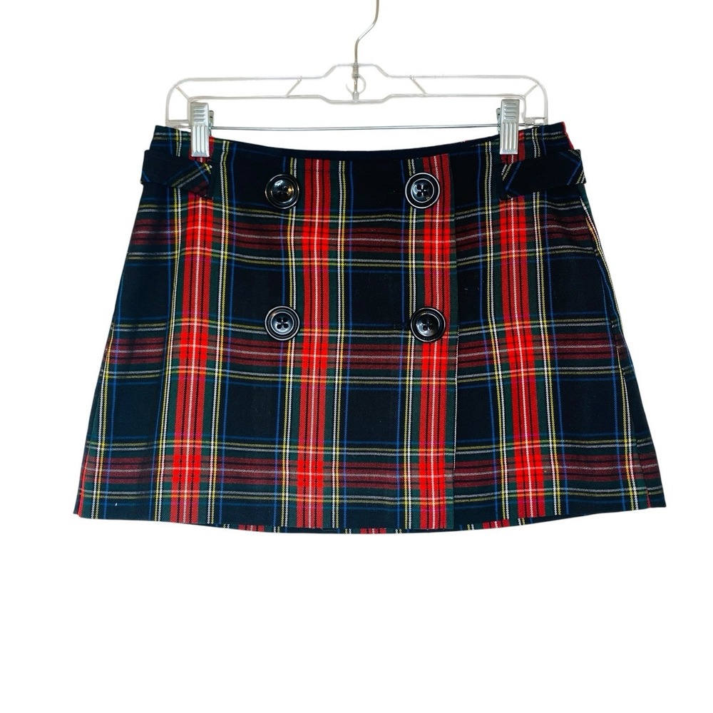Gap Mini Wrap Tartan Skirt Size 4 Red-Black Plaid Schoolgirl Academia Twee